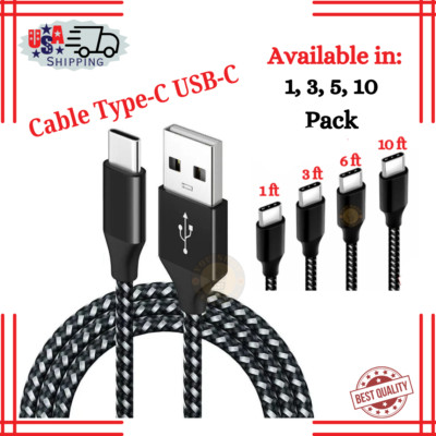 Braided USB C Type-C Fast Charging Data SYNC Charger Cable LOT 1,3,5,10 PACK
