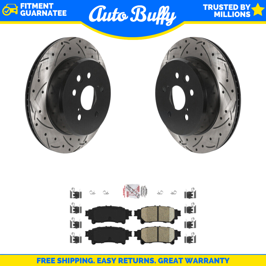 Rear Drill Slot Disc Brake Rotor Integrally Molded Pad Kit For Lexus GS350 IS300