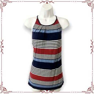 Max Studio Striped Keyhole Summer Sleeveless Top