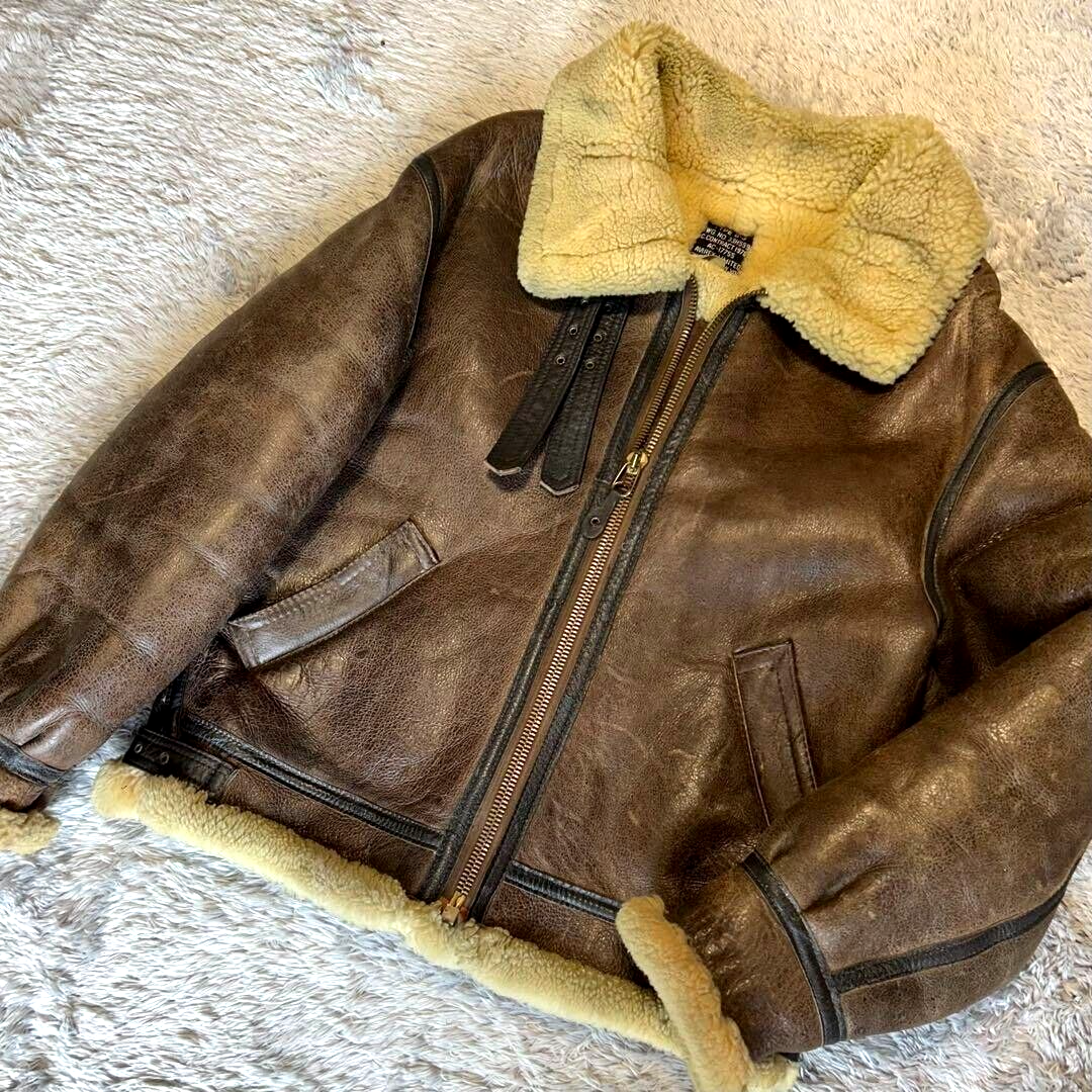 AVIREX Type B-3 Leather Flight Mouton Bomber Jacket size 40