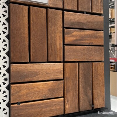IKEA RUNNEN Decking, Outdoor, brown stained 9 pcs (12''x12'') - Solid Acacia Wood