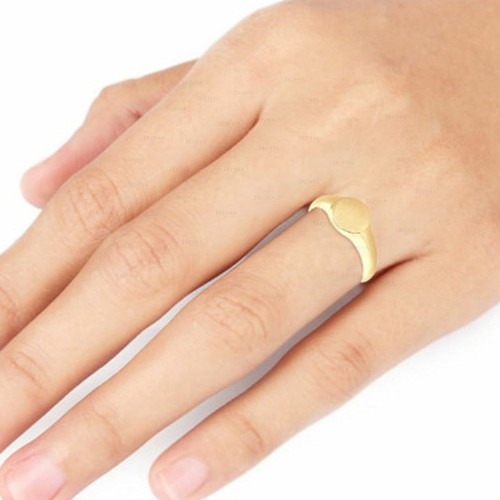 Pre-owned Irisha Designs 14k Solid Gold Royal Signet Personalized Engraving Ring Fine Jewelry