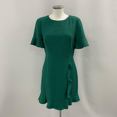 Oasis Ruffle Shift Dress UK 12 Green Flared Sleeve New NWT RRP £50 FPL-RMF
