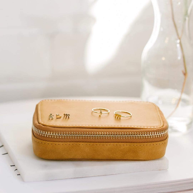 Travel Jewelry Case, Leather Zippered Jewelry Organizer Box for Girls Women Gift