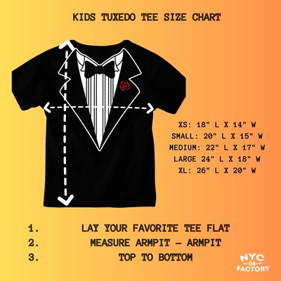 Kids Funny Tuxedo T-Shirt Black Bowtie & Rose Tee Boys & Girls Tux Shirt