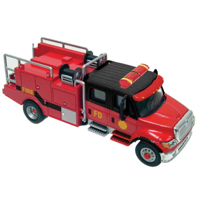 Walthers International(R) 7600 2-Axle Crew-Cab Brush Fire Truck Red Blk HO Scale