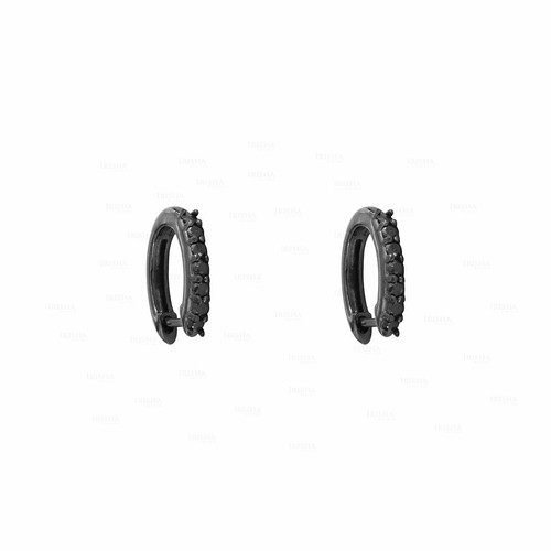 Pre-owned Irisha Designs Black Diamond 12 Mm Fine Huggie Hoop Earrings