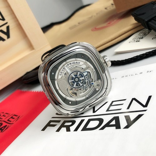 Pre-owned Sevenfriday P-series Grey Skeleton Dial Automatic Ps1/01 Sf-ps1-01 Men's Watch