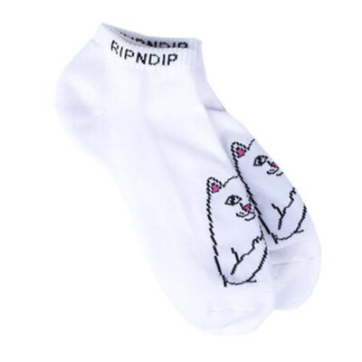 

RIPNDIP Lord Nermal Носки до щиколотки (белые) мужские и женские носки с кошкой, Белый