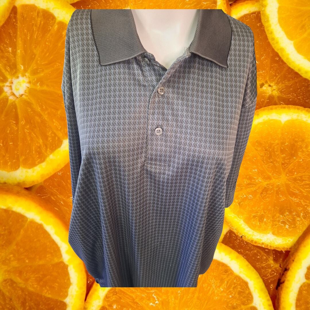 PGA Tour Gray and Blue Short Sleeve Polo Shirt Size XL