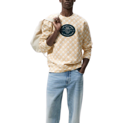 ZARA MAN SWEATSHIRT LUXURY HOTEL EMBROIDERED LONG SLEEVES SIZE M