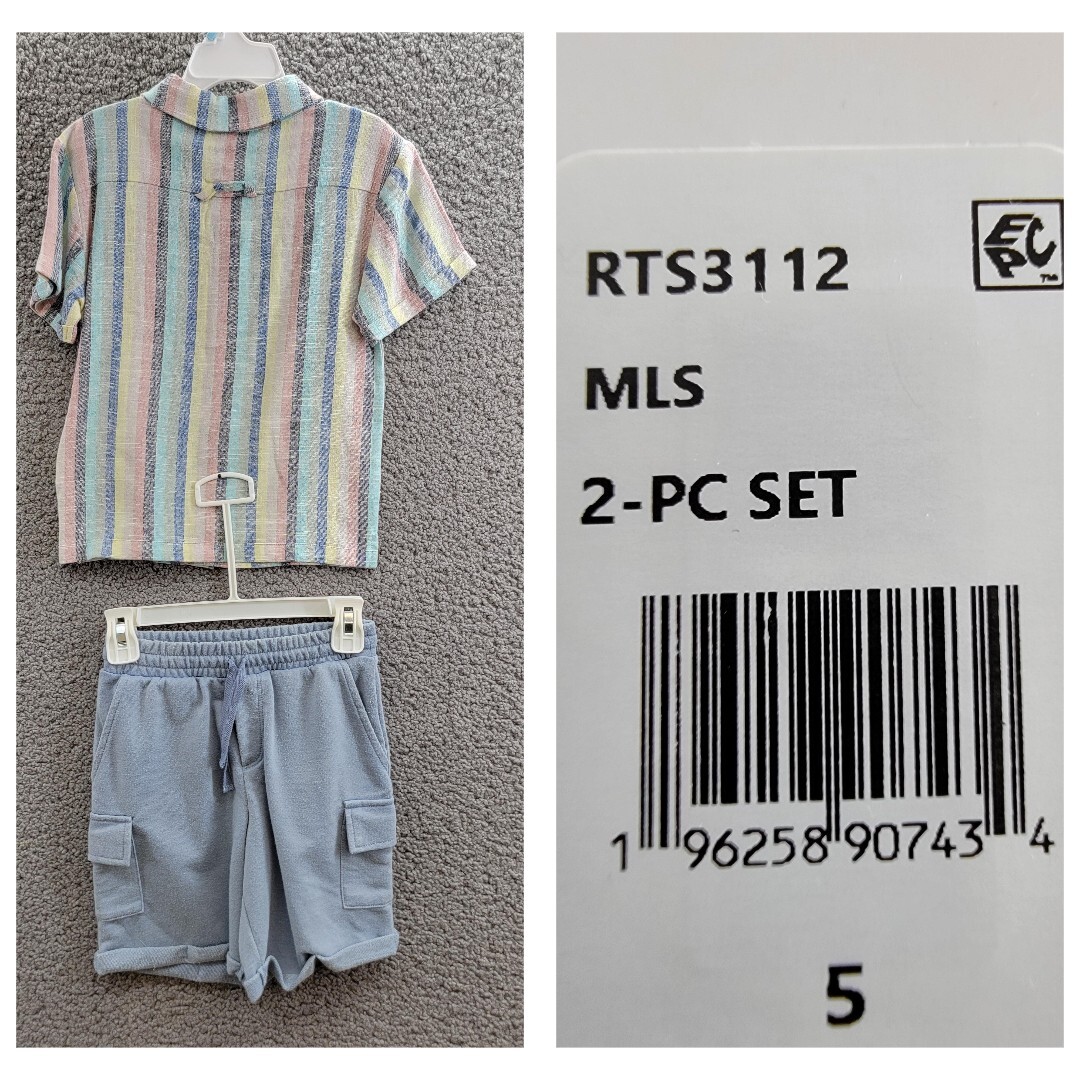 Splendid Santa Monica Button Shirt & Shorts Set Boys 5 Multi Stripe Linen Blend - Picture 24 of 24