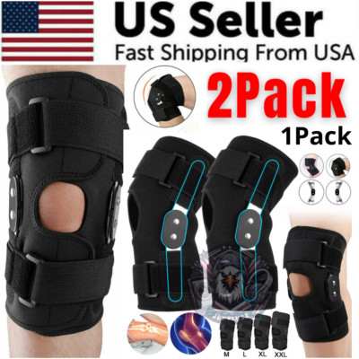 Hinged Knee Brace Compression Sleeve Joint Support Open Patella Stabilizer Wrap