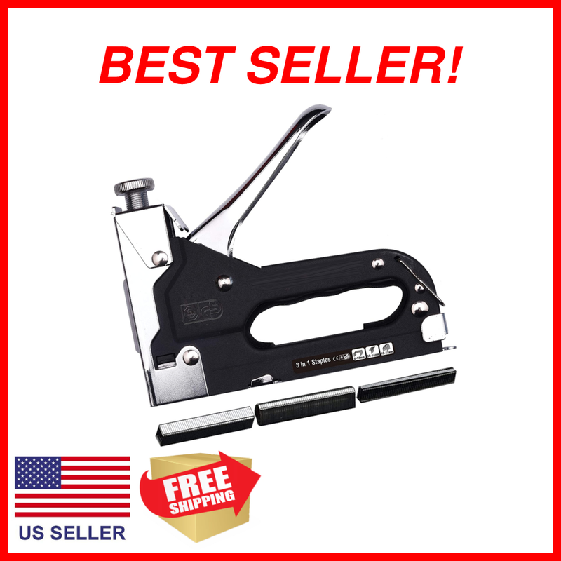 Pro 3 in 1 Heavy Duty Staple Gun with 600 Staples - for Upholstery, Wood, Garden