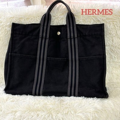 HERMES Four Toe MM Handbag Black A4 41cm #QY4AFK