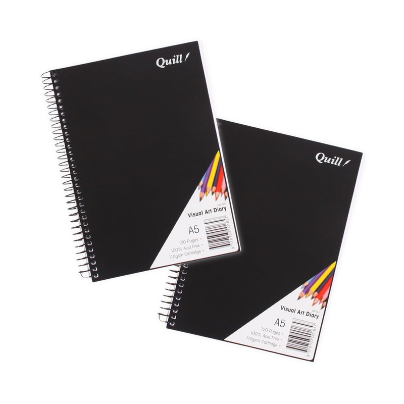 Quill, A5 Visual Art Diary, 120 Page Sketchbook, 110Gsm Cartridge Paper, Acid Fr