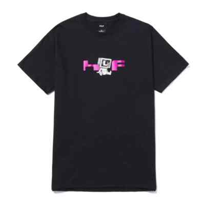 

Футболка с короткими рукавами HUF Worldwide Monitored (черная) с рисунком, Черный