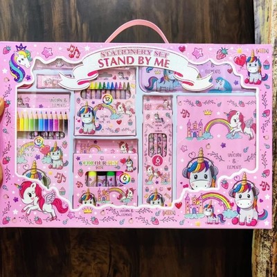 Stationery Kit with Unicorn Pencil, 3D Eraser, Sharpener, Scale, Geometry, Book 