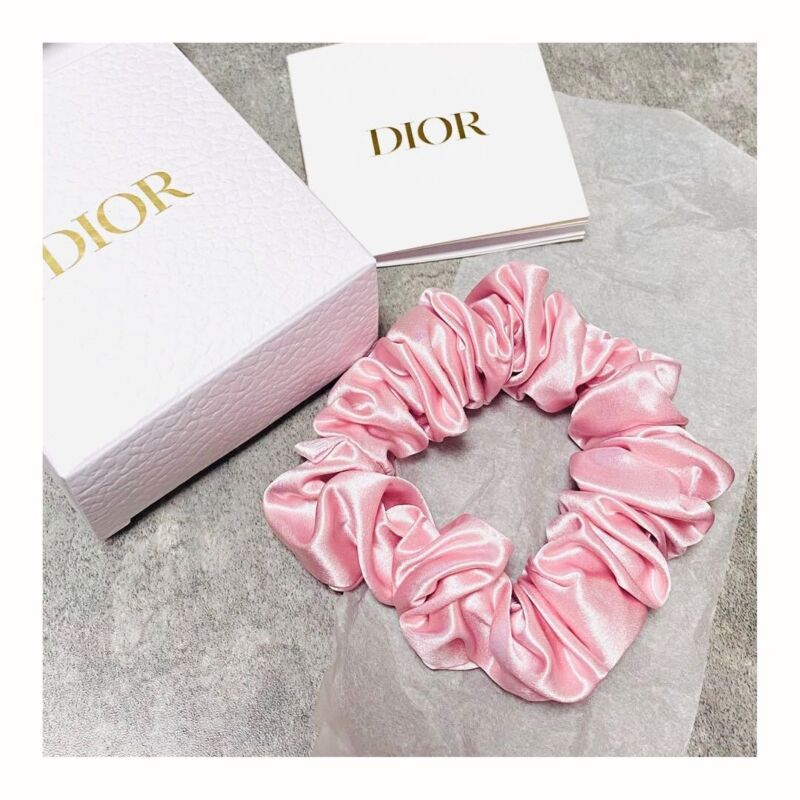 Dior Scrunchie Silk Pink Plain Pattern Novelty Hair Accessorie Japan