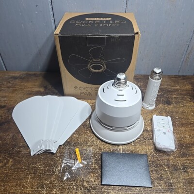 Socket LED Fan Light Ceiling Fan with Light and Remote 1000 Lumens E26/E27 25W