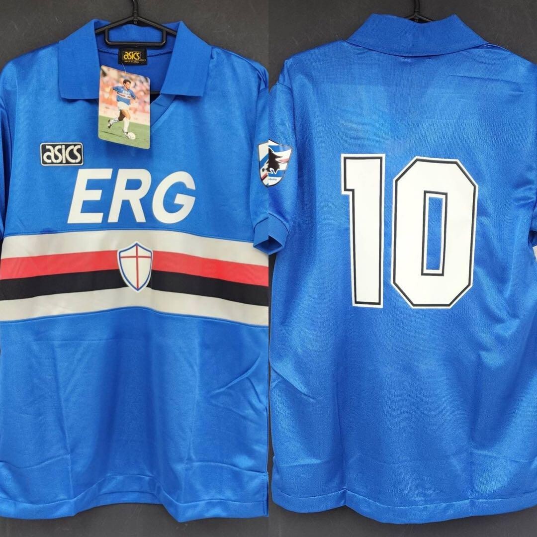 Vtg 95/96 asics × Sampdoria Game Shirts 1995-96 Sampdoria Maglia Samp For Peace Asics XL (Top) SHIRT