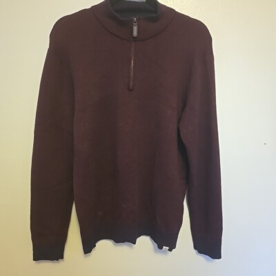 Marine Layer Myers Mens 1/4 Zip Mock Neck Pullover Sweater Burgundy Red M NWT