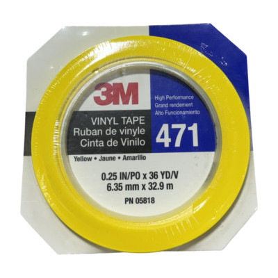 3M 1/4'' x 36 yds 471 Yellow Vinyl Tape High Performance