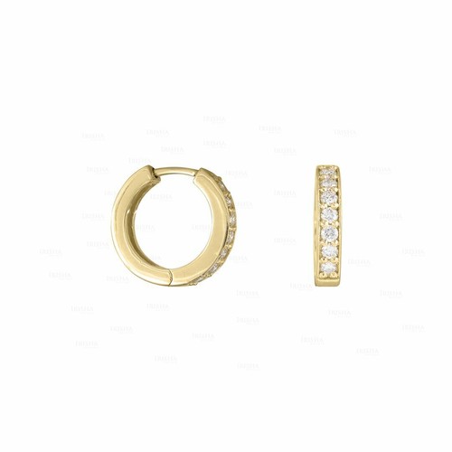 Pre-owned Irisha Designs Genuine Diamond Minimal Huggie Hoop Earrings 14k Gold Jewelry In F-g