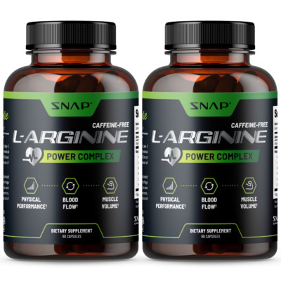 L-Arginine Nitric Oxide Supplement 1655mg Testo - 2 Pack, 120 Capsules Total