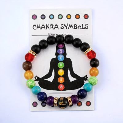 HNCW 7 Chakra Healing Beaded Natural Stone Bracelet with Crystals