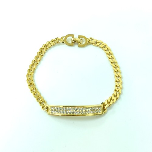 Christian Dior Crystal Rhinestone Bracelet Gold Color