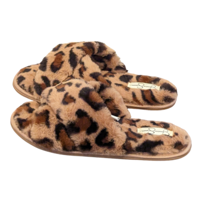 JESSICA SIMPSON Plush Leopard Slides Slippers Women s Large 8