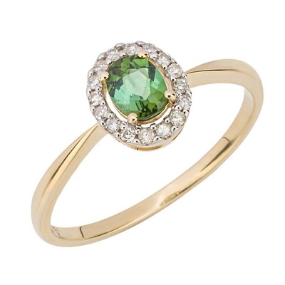 Grün Turmalin mit Diamant Ring