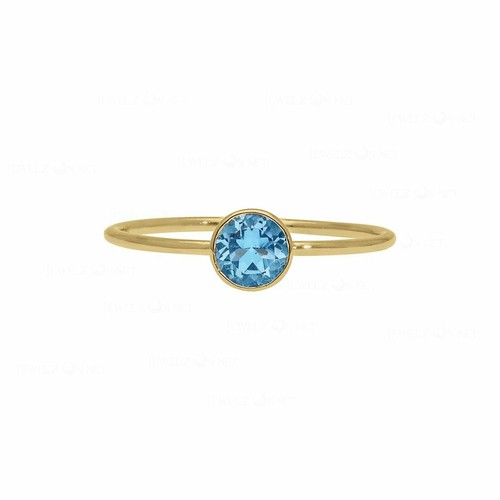 14K Gold 0.50 Ct. Genuine Aquamarine Gemstone Wedding Ring Fine Jewelry