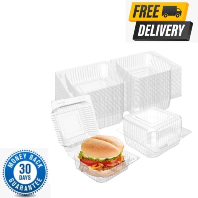 70 Pcs Clear Plastic Hinged Take Out Containers Disposable Clamshell Food Cake C