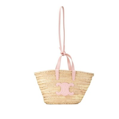 Celine Triomphe Classic Palm Leaf Handbag Shoulder Bag 2Way U-Sl-0243 Raffia Wom