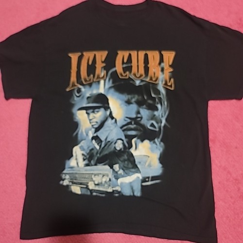 Ice Cube T-Shirt Mens L Black Blue Graphic Tee Rapper Casual