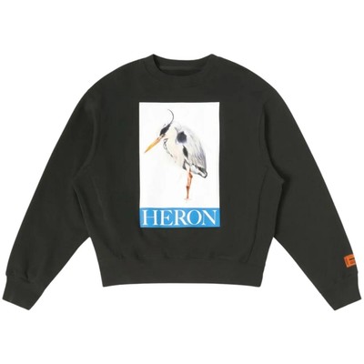 Pre-owned Heron Preston Black And White Heron Logo Black Sweatshirt