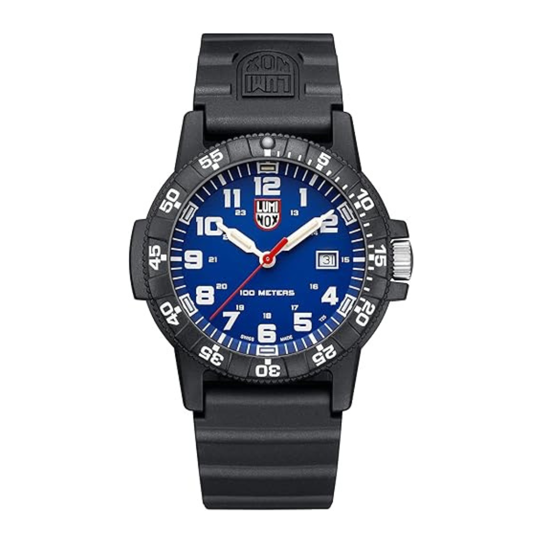Pre-owned Luminox Men's Watch Blue Dial Round Quartz Black Silicone Rubber Strap 0323