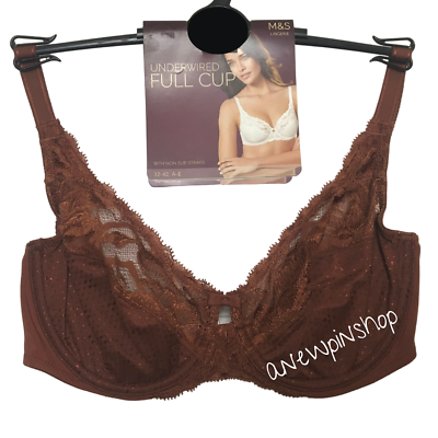 M S Ladies Bra Full Cup Sienna Brown Wild Blooms Non Padded Lace