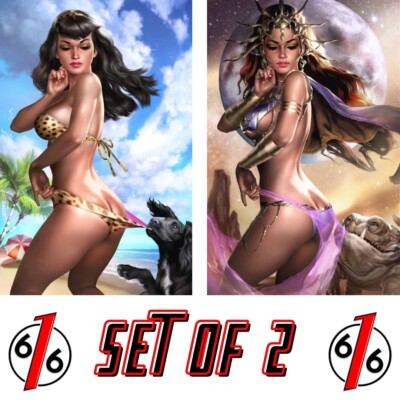   BETTIE PAGE & DEJAH THORIS JOSH BURNS Coppertone Homage Virgin Variant Set