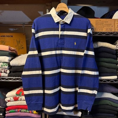 90s Vintage Ralph Lauren Rugby Shirt Thick Stripes Polo Pony Embroidery M/L