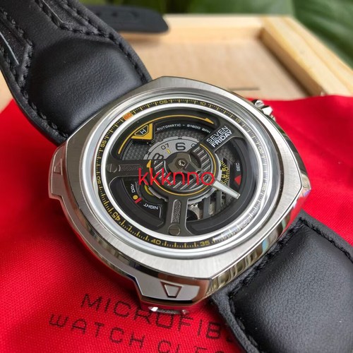 Pre-owned Sevenfriday W-series Blade Automatic Black Leather Strap Mens Watch W1/01