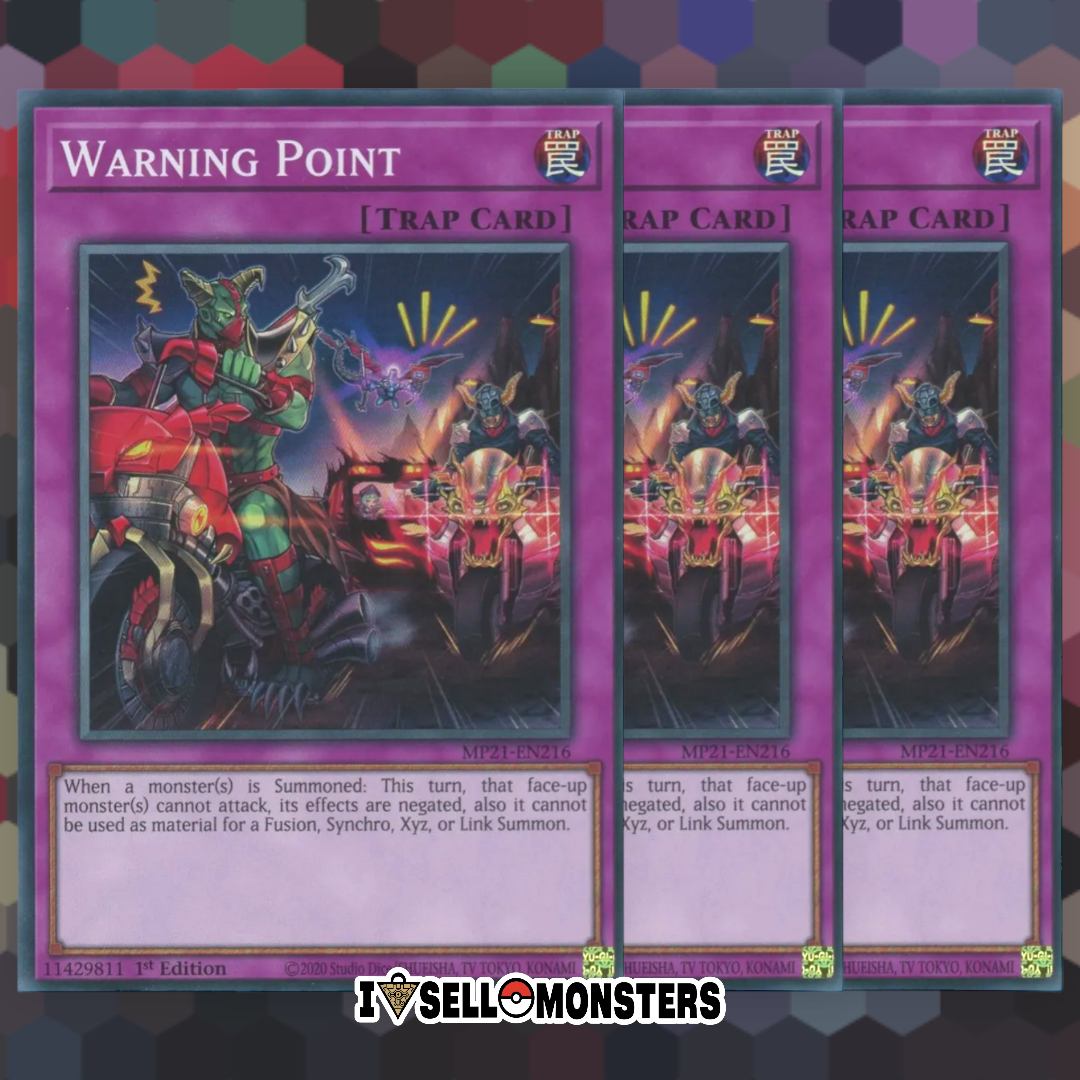Yu-gi-oh! TCG 3x Warning Point MP21-EN216 x3 SUPER YUGIOH! 1st Ed TRAP SET NM