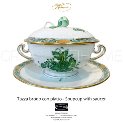 Herend - Apponyi Green - Soup cup with plate - Authorized reseller