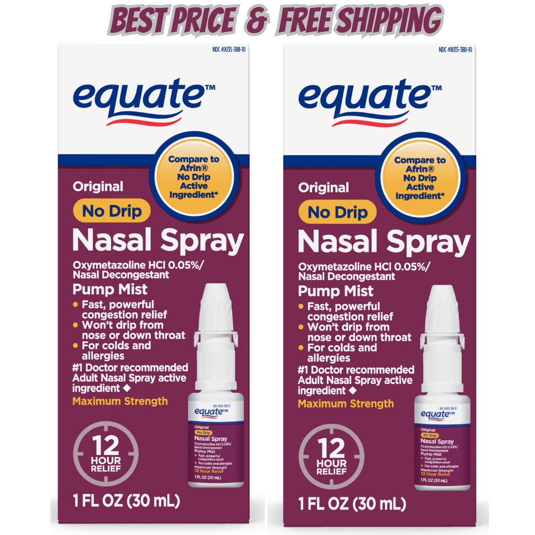 New Equate No Drip Nasal Spray, Pump Mist, 12 Hour, 1 fl oz