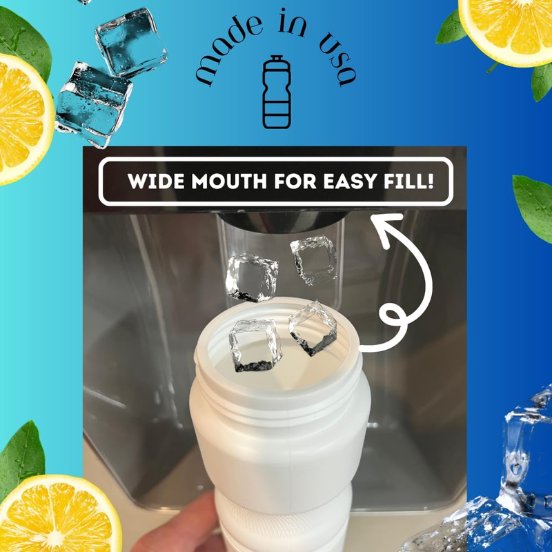 Sports Water Bottles | White - 28Oz | Set of 8 | Made in USA | Mega Flow Push/Pu