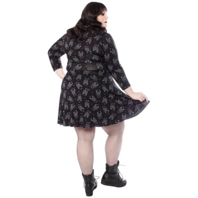 Sourpuss Scorpion 3/4 Sleeve Skater Dress Alternative Womens Clothing