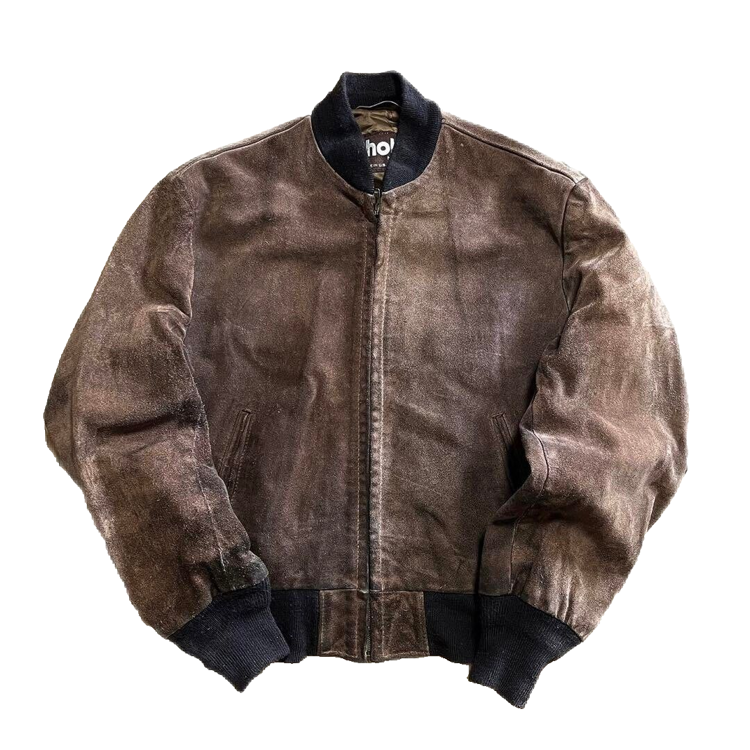 ジャケット・アウター 80s Schott suede leather bomber jkt Schott Suede Leather bomber Jacket Blouson Men Size 42 Brown