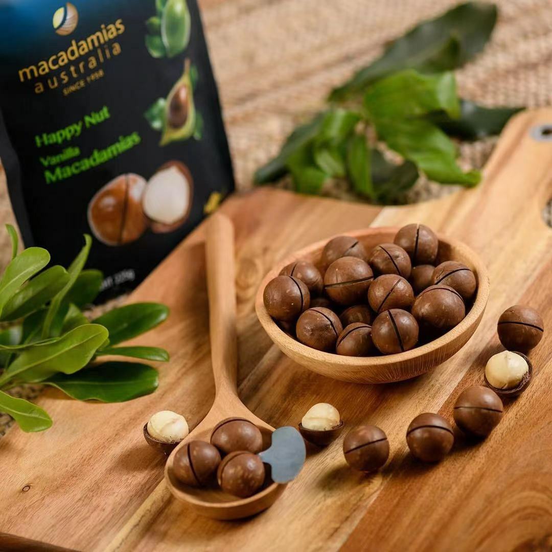 5 x 225g Macadamias Australia Happy Nut Vanilla Macadamia Nut with Shell 12/2022 9353990255013